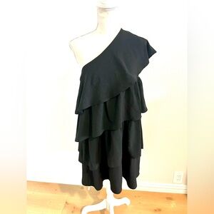 Mittoshop Black Layered One-Shoulder Dress